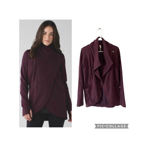 Lululemon That's a Wrap Heathered Bordeaux Drama Button Jacket Size 4 Small - Picture 1 of 10